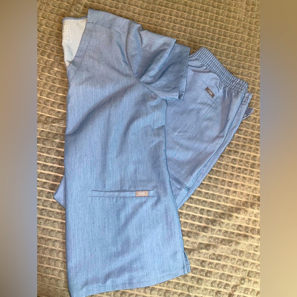 Light Denim Top and Bottom FIGS scrubs